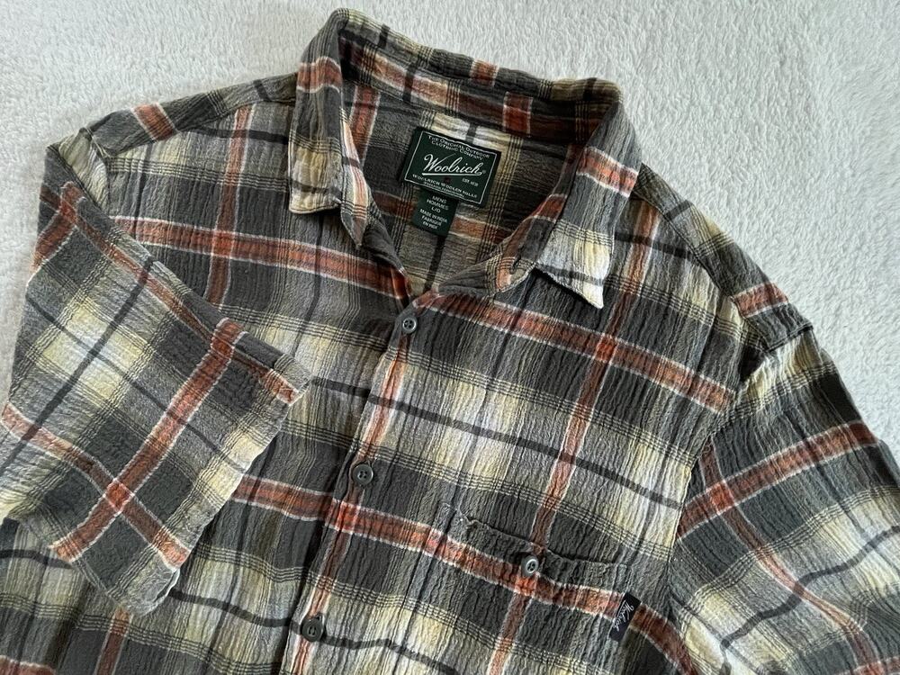 Vintage 90s Woolrich Green Plaid Indian Madras Cotton Gorpcore Shirt Mens Large